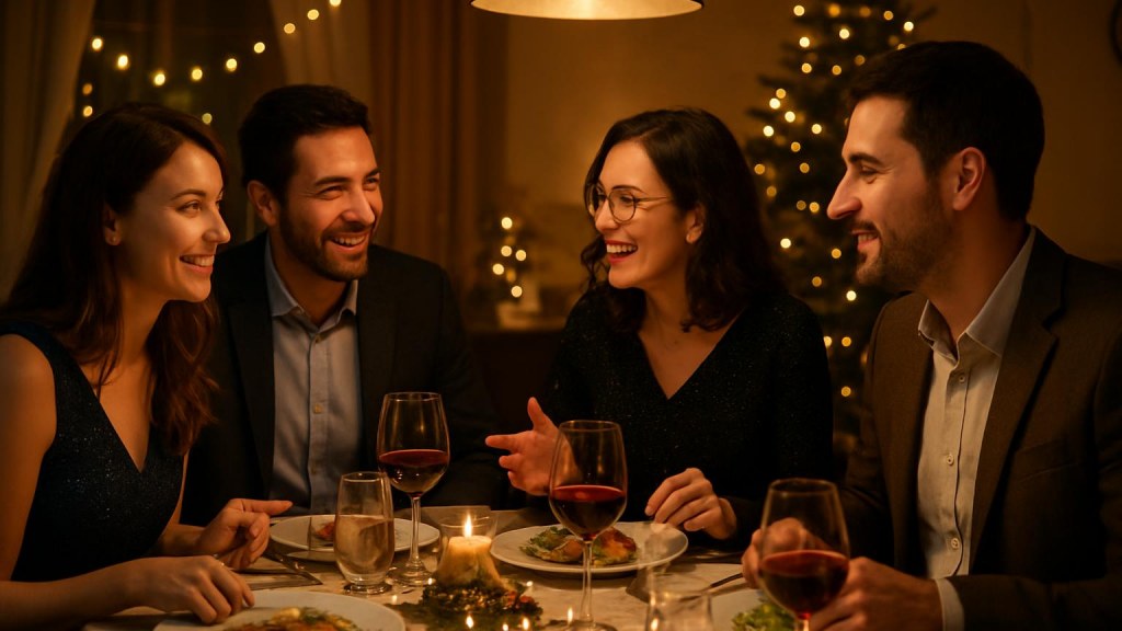 Gruppo di adulti in contesto sociale per Capodanno